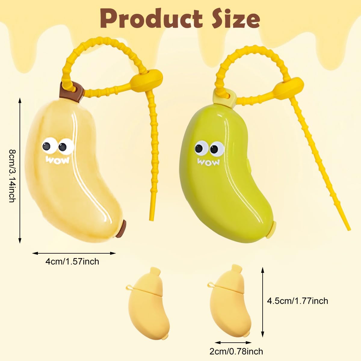 HANNEA Banana Toothbrush Head Cover for Travel with Elastic Lanyard and 2PCS Set | Portable Dust Protection