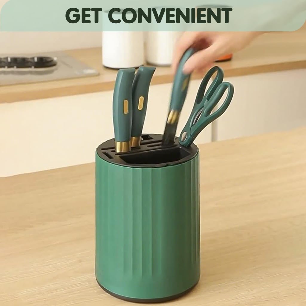 Supvox Kitchen Cutter Organizer with 360° Rotating Design and Custom Molded Utensil Slots