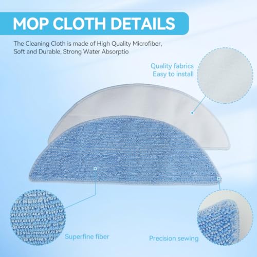 HASTHIP® Replenishment Kit, 12Pcs Replacement Parts for Ecovacs Deebot Y1/Y1 Pro Vacuum, Includes 4 Super Absorbent Mop Cloths, 4 Durable Side Brushes, 4 High-Efficiency Filters, Reusable