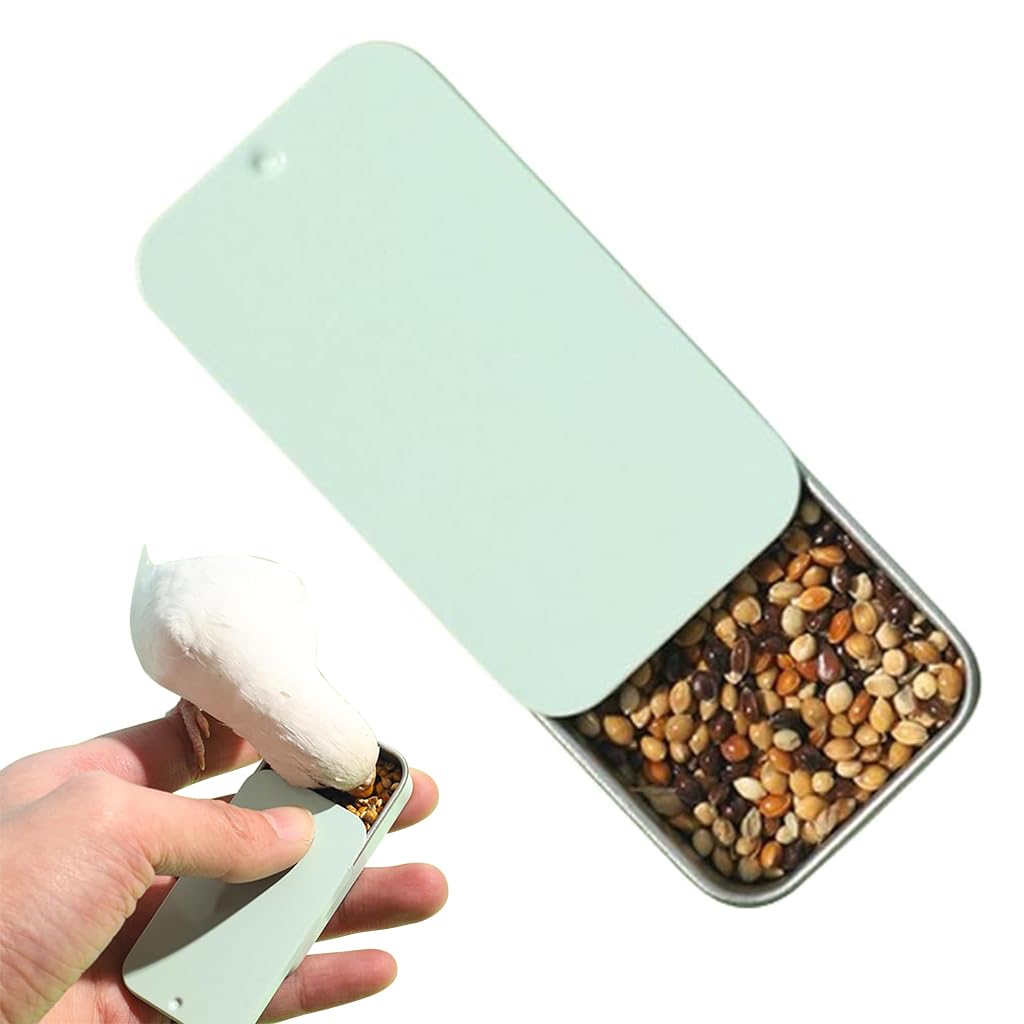 Qpets Bird Feeder for Parrot Training with Sliding Lid and Stainless Steel Box | Portable Outdoor Food Storage
