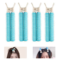 HASTHIP® Blue 4Pcs Volumizing Root Clip Hair Curler Rollers | Instant Bang Heatless Hair Curling Styling Tools for Women & Girls Long & Short Hair, DIY Hairdressing