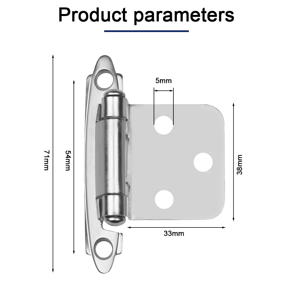Serplex Cabinet Hinges for Closet and Cupboard Doors with Spring Self Closing Mechanism | 4pcs Set Including Screw Pack