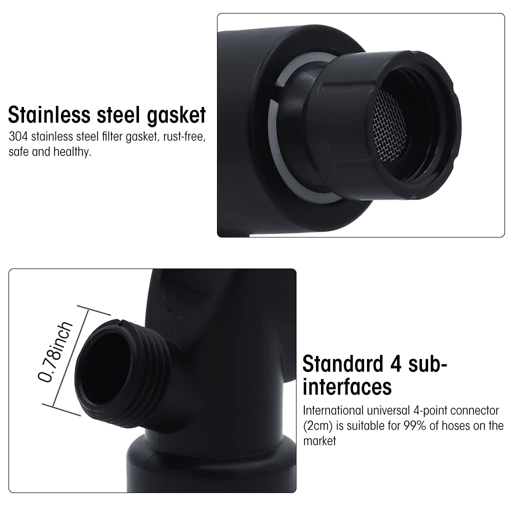 HASTHIP Hand Shower Holder for Bathroom System with 360° Rotatable Connector Black