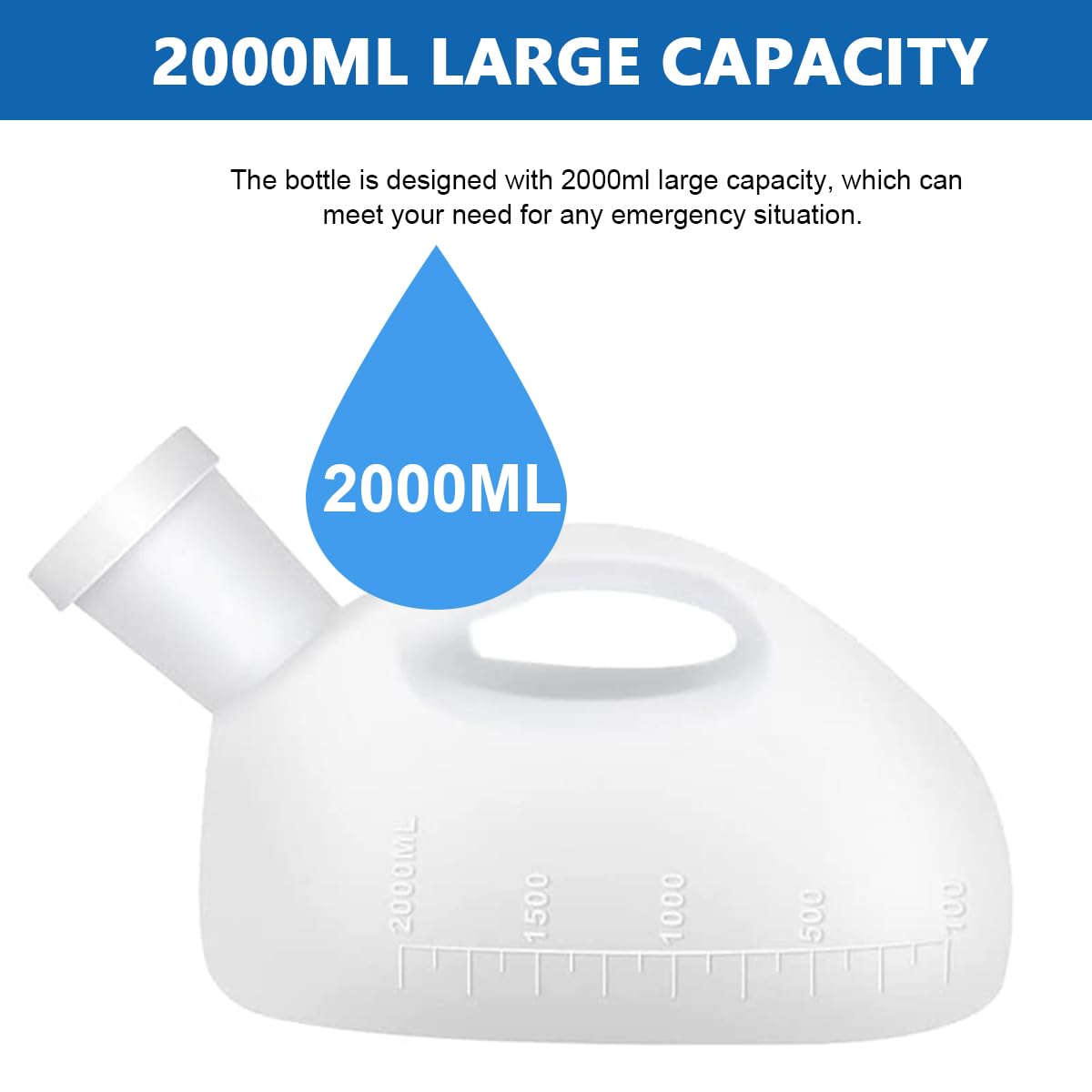 HANNEA Urine Collector for Men with 2000ml Capacity and 5.2ft Tube | Leakproof Reusable Travel Urinal