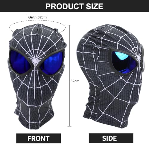 FANCYKU® 3D Spider Mask Cosplay Costumes Superhero Lenses Costume for Adult Kids Role Play Masks Halloween Christmas Masquerade Black White 3PCS