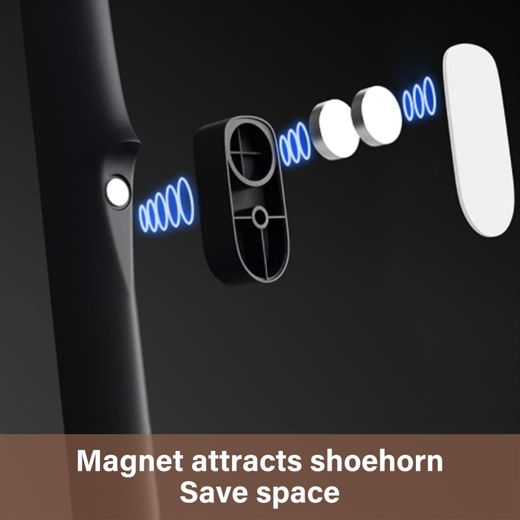 PALAY Shoehorn for Easy Wear with 24.6 in Ergonomic Handle and Magnetic Wall Hook | ABS Black