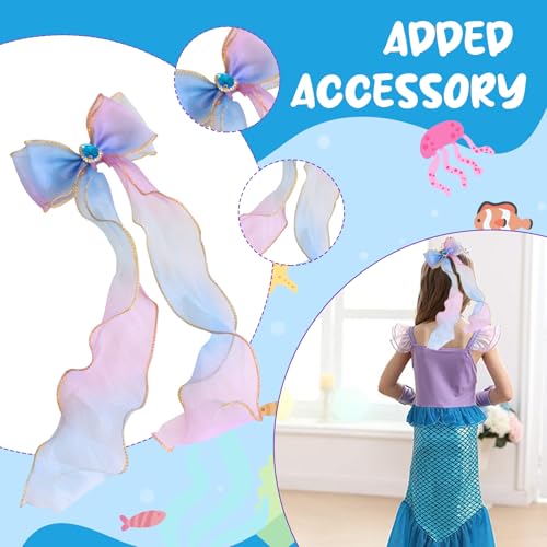 PATPAT® Mermaid Dress for Girls Little Costume with Matching Jewelry and Hair Clip Princess Dresses 5-6 Years Gift Birthday Party Suggested for 20-25kg Girl 3 PCS