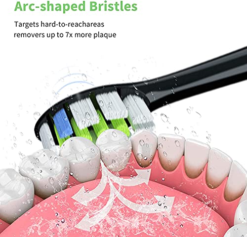 HANNEA® Replacement Toothbrush Heads Compatible for Philips DiamondClean 2020 Edition Fit ProtectiveClean 4300 6100 EasyClean Gum Health HX6064 Black Brush Head 2 PCS