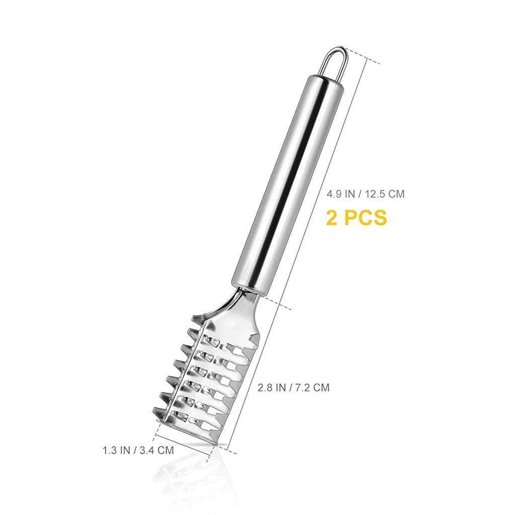 2PCS Fish Scale Shaver for Fast Fish Skin Cleaning with Serrated Blade and Case Lid | Stainless Steel