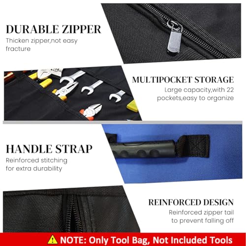 Serplex® Roll Up Tool Bag Large Storage Waterproof 600D Oxford Zipper Pouches Portable Organizer Pouch No Tools Included 3 PCS