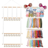 HASTHIP® Metal Wall Hanging Headband Holder, Hair Clips Baby Headbands Organizer, 4 Layers Headwear Storage Hair Accessories Displaying Rack Decor For Women Nursery Toddler Girls Room, Hanging Shelves