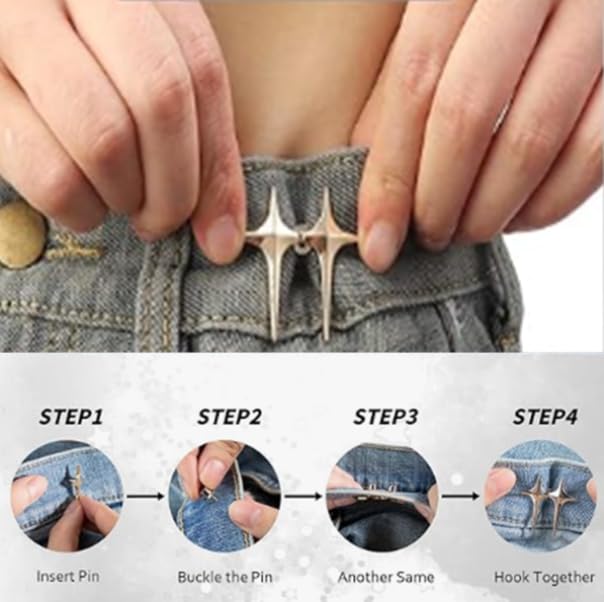 ZIBUYU Jeans Button Pins for DIY Clothing Repair with Four-Pointed Star Design | 4 Sets