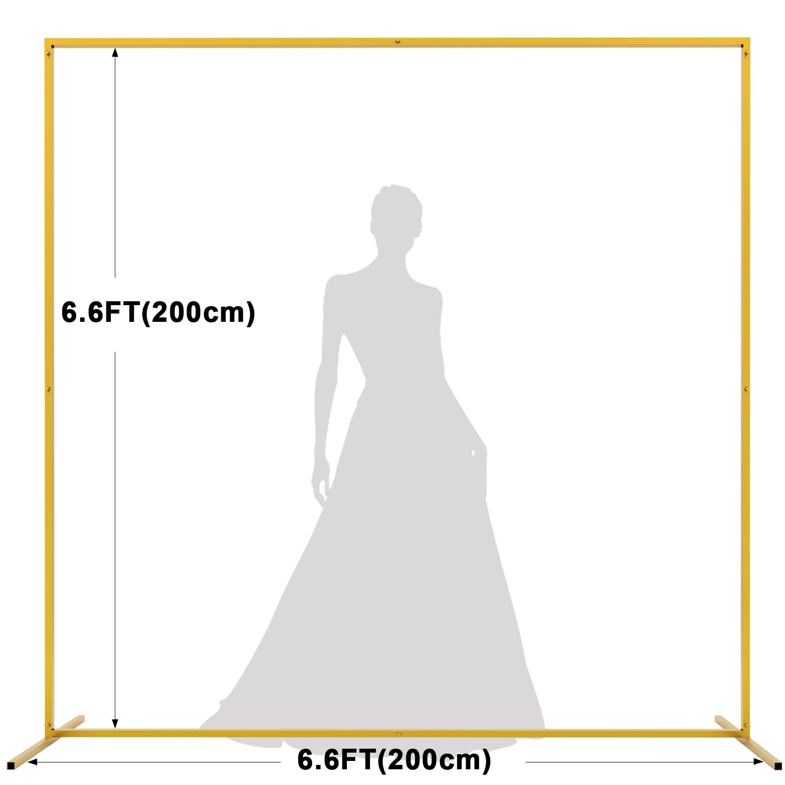 HASTHIP Square Balloon Arch Stand for Weddings and Parties featuring 200cm Iron Frame | Elegant Gold Backdrop Decoration