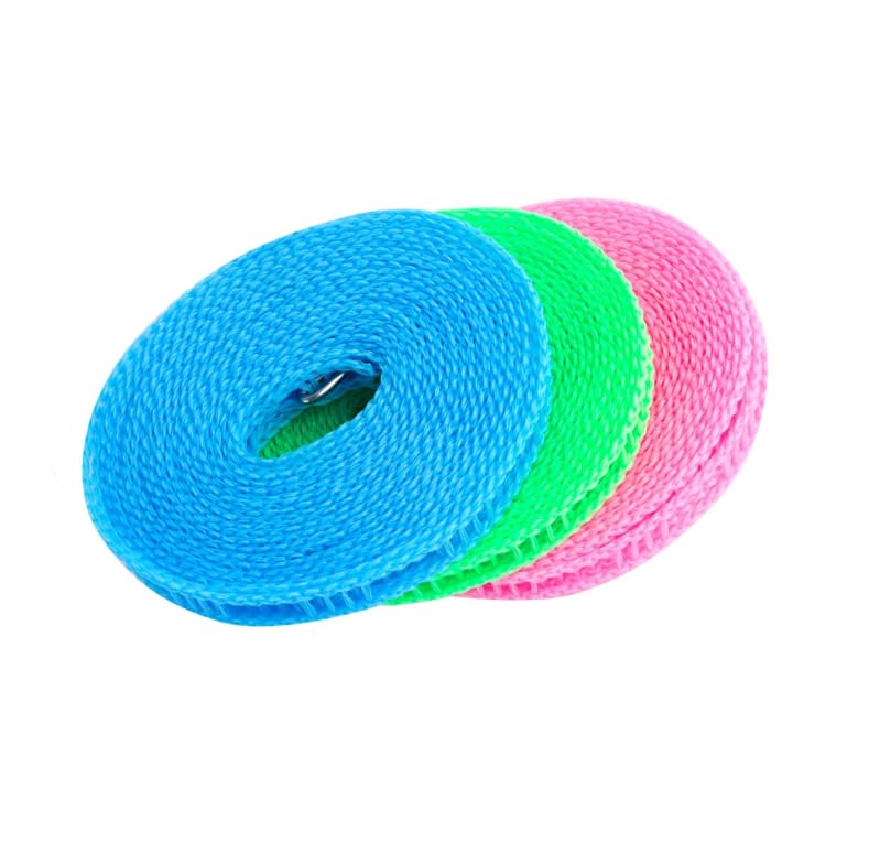 ZIBUYU Cloth Drying Rope for Indoor Outdoor Use featuring Windproof Partition | 5M PE 3PC Set