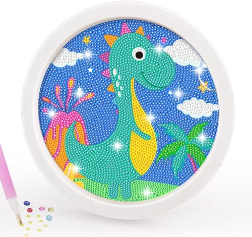 ZIBUYU® Dinosaur 5D Diamond Art Painting Kit with Frame, 20x20cm Full Drill Gem Craft Set for Kids & Adults, Multicolor Canvas, Tools & Dots Included, DIY Home Decor, Gift for Ages 6-12