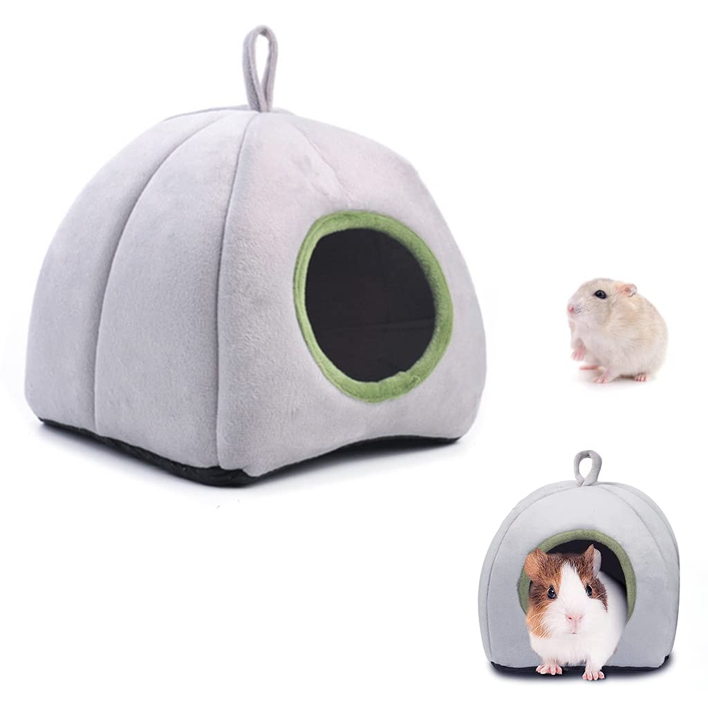 Qpets® Winter Bed for Pets, Cute Strawberry Plush House, Hamster Cage with Roof for Small Pet, Hideout Place Hibernation Plush House for Cat/Rabbit/Guinea Pig Small Pet Bed (31*31*33Cm, Within 2 kg)