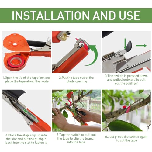 HASTHIP® Plant Tying Tape Machine Gardening Twist Ties for Climbers Branch SK5 with 20 Rolls Cable Ties 1 Box Staples 2 PCS