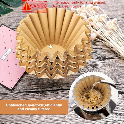 Supvox® 100 Counts Basket Coffee Filters Basket-Shaped Coffee Filter Paper for Drip Coffee Maker Natural Unbleached Coffee Filters Paper