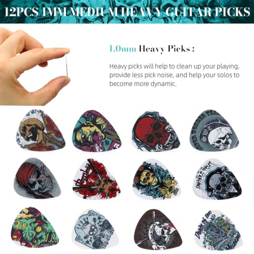 ZIBUYU® 24PCS Guitar Picks PVC 1mm Medium Heavy Rock Roll Bizarre Aesthetics for Bass Electric Acoustic Guitar Accessories