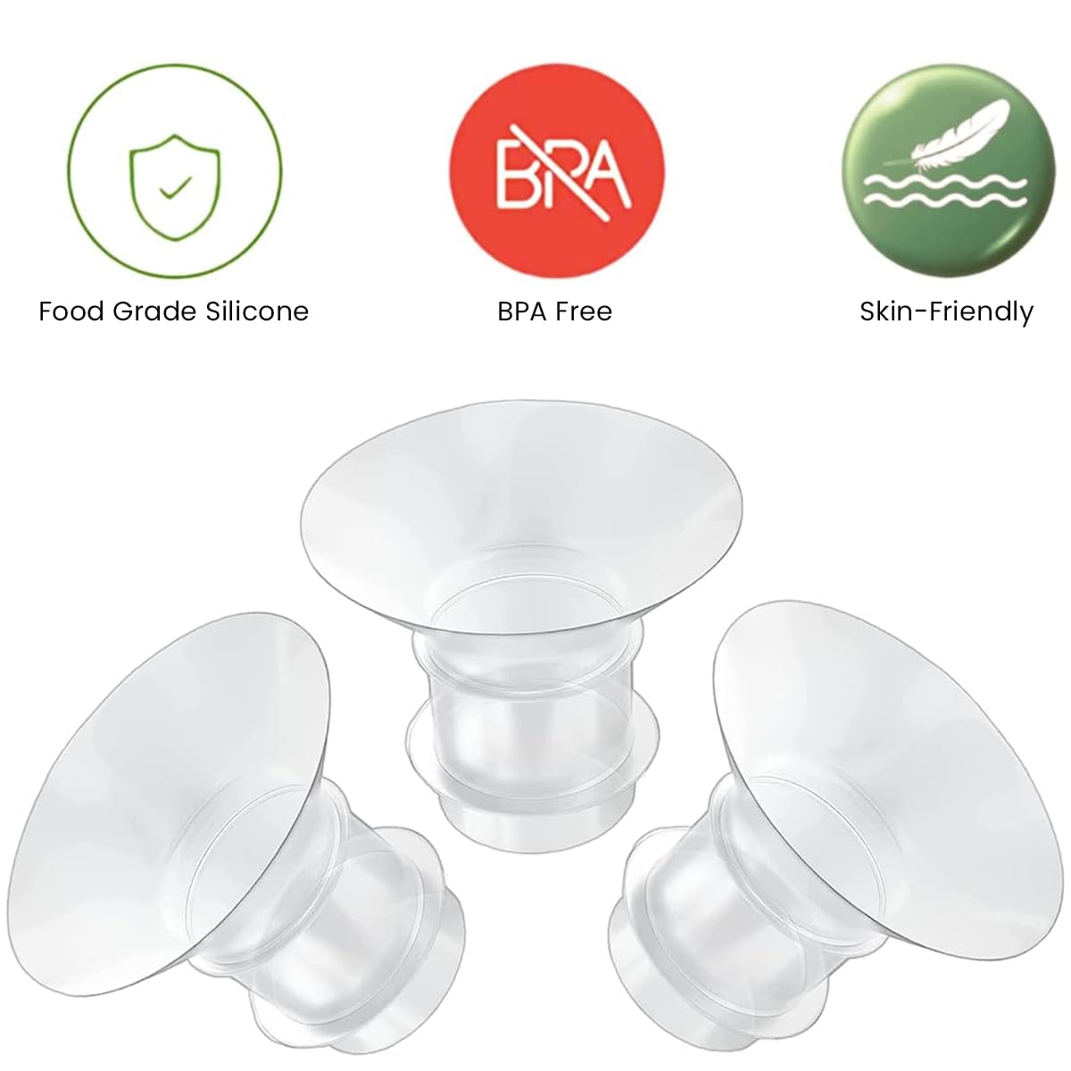 HASTHIP® 4pcs Breast Pump Accessories for Breast Pump, 19mm Flange Inserts Suit for Medela, Spectra 24mm Shields/Flanges, Breast Shields, Shaped Around You for Comfortable and Efficient Pumping