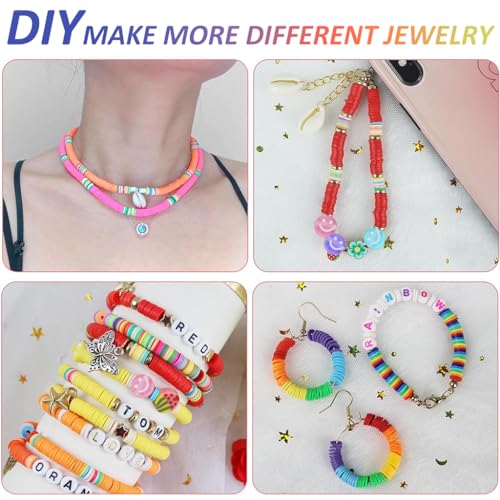 SANNIDHI® 3200+ Clay Beads for Bracelet Making Kit Flat Polymer Kids Activity Alphabet Heart Smile Face Set Girls Women DIY Craft Birthday Christmas Gift 3 PCS