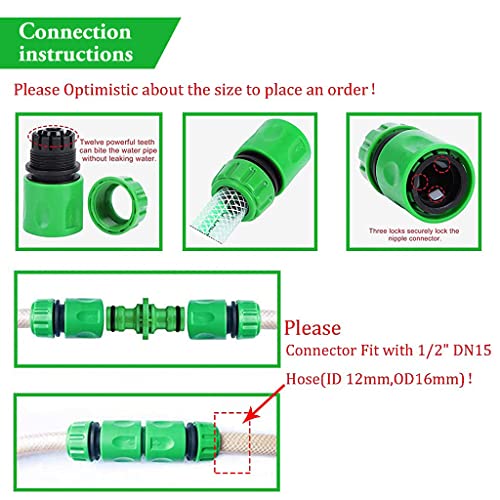 HASTHIP® 10Pcs Hose Pipe Connector for Tap & Garden Hose, Universal Tap Connector with 2 Double Male Snap Connector & 6 Hose End Quick Connector & 2 Hose Tap Connector, Suit for 1/2in 3/4in