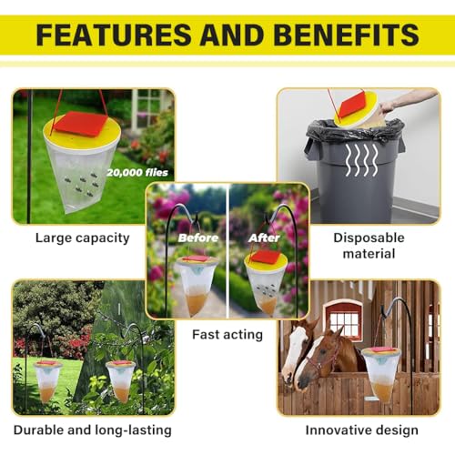 HASTHIP® 2Pcs Disposable Fly Catcher Bag for Insects, Whiteflies, Aphids, Leaf Minor, Thriphs, Non-chemical Safe Fly Trap Bag for Fruit Tree Kitchen, Hangable Fly Trap for Insect in Garden & Farm