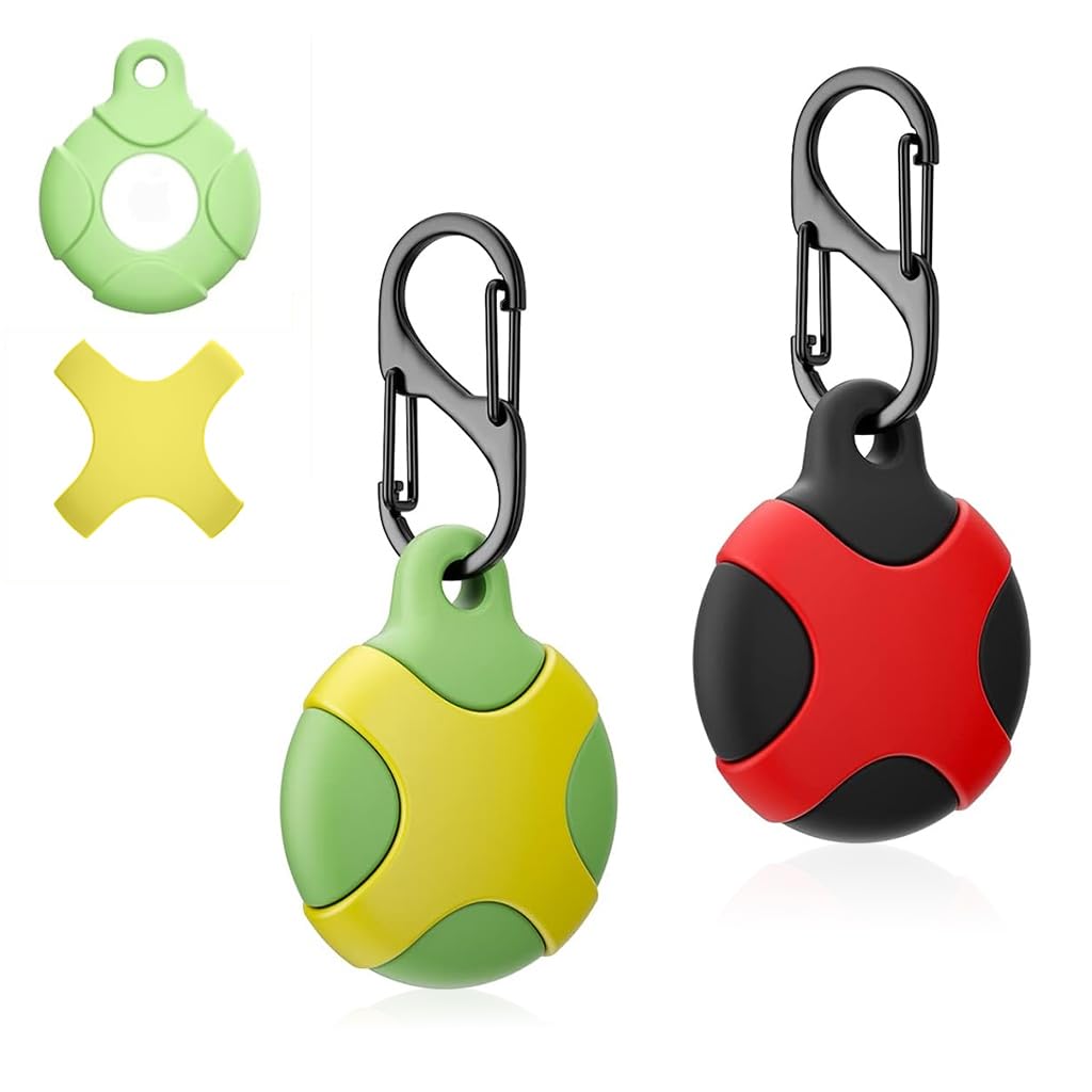 ZORBES® 2 Packs Airtag Keychain for Apple Airtag Holder, Anti-lost Airtag Case Shockproof Airtag Cover Scratch Resistant Protective Cover Case for Key, Bag, Pet, Luggage, Not Include Airtag