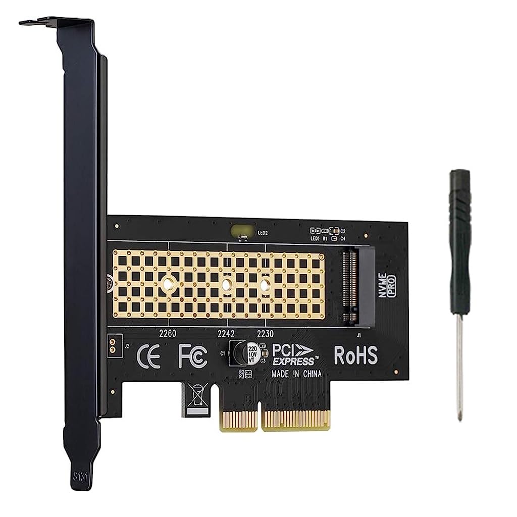 ZORBES® M.2 NVMe to PCI-E X4 Adapter High Speed M.2 NVMe to PCI-E X4 Adapter Universal M.2 NVMe to PCI-E X4 Adapter Compatible with M.2 NVme 2230/2242/2260/2280