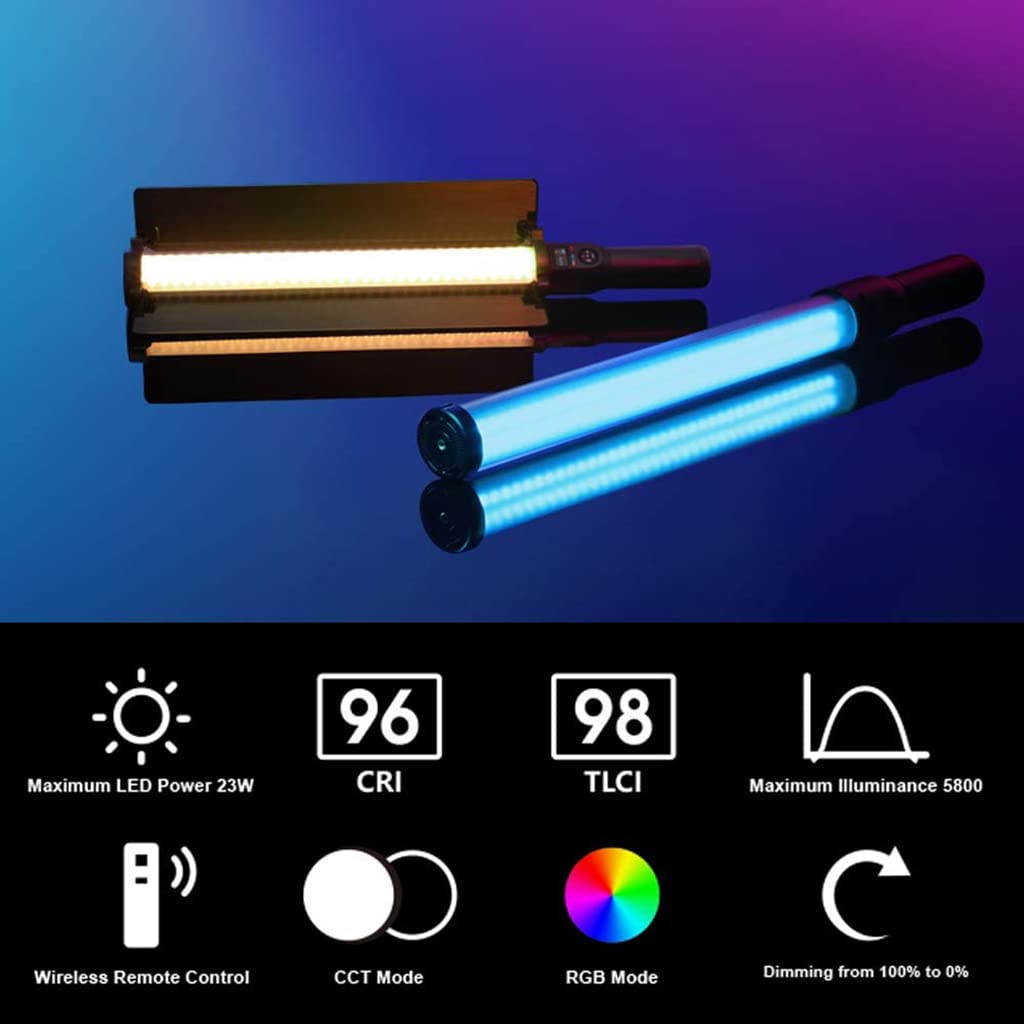 ZORBES RGB LED Light Stick for Photography with 18 FX Effects and Barndoor | 3000K-6500K Adjustable