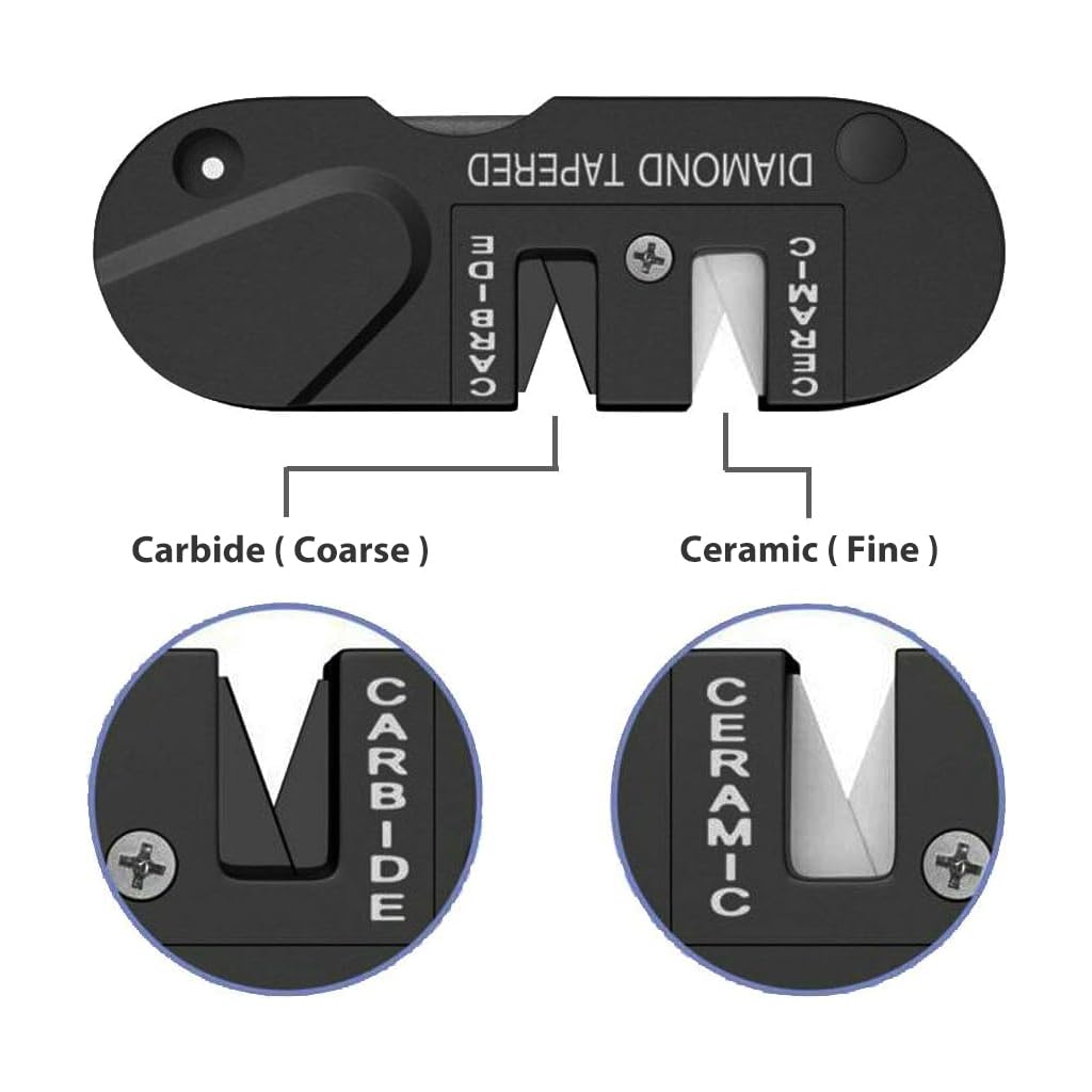 Proberos Portable Sharpener for Kitchen and Outdoor Use featuring 2 Slot Design and Diamond Rod