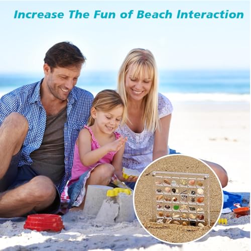 Supvox® Seashell Collection Box Collectible Sea Shell Organizer Display with Strong Magnets 36-Compartment Clear Acrylic Mini 12.5x12.5cm 2PCS