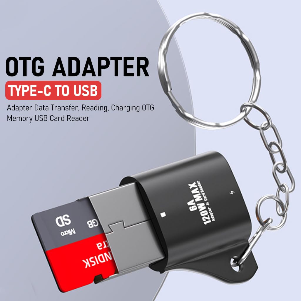 Zeitel USB to USB C Adapter for PC and Laptop with TF Card Reader | Black Fast Charging