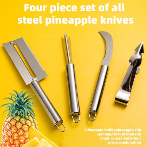 HASTHIP® Silver Pineapple Peeler Remover Tool Set Multipurpose Eye Clip Cutter V Shape Stainless Steel 2 PCS