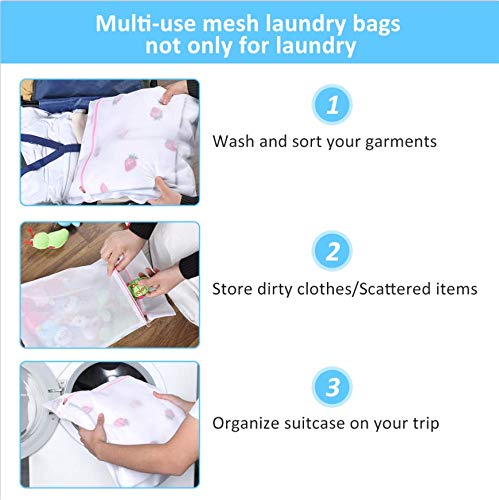 HASTHIP® 5PCS Mesh Laundry Clothes Washing Bag, Laundry Bags Coarse Mesh Wash Bags with Zipper for Washing Machine, Delicates, Lingerie, Socks, Bra, Shoes