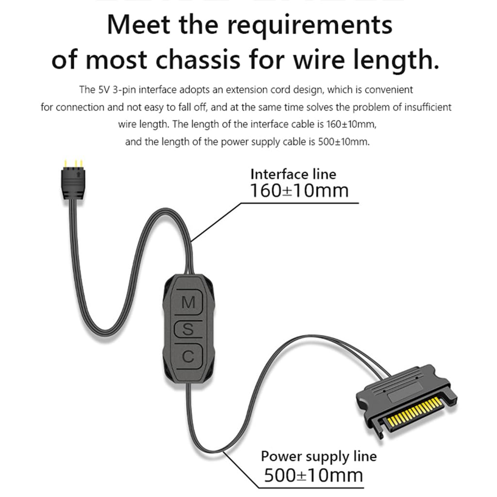 Verilux® ARGB Controller 5V 3Pin RGB Controller for PC, Built-in Light Modes, SATA Power Supply Light Stripe Remote Controller, PC Modification ARGB Controller for ARGB Fans, ARGB Light Strips