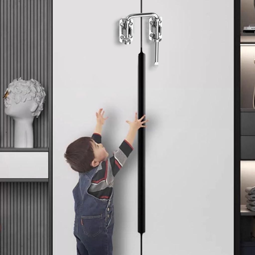 HASTHIP Pull Door Latch for Cabinets Windows and Doors with Auto Locking Feature | Heavy Duty Zinc Alloy Construction and Loop Pull Handle