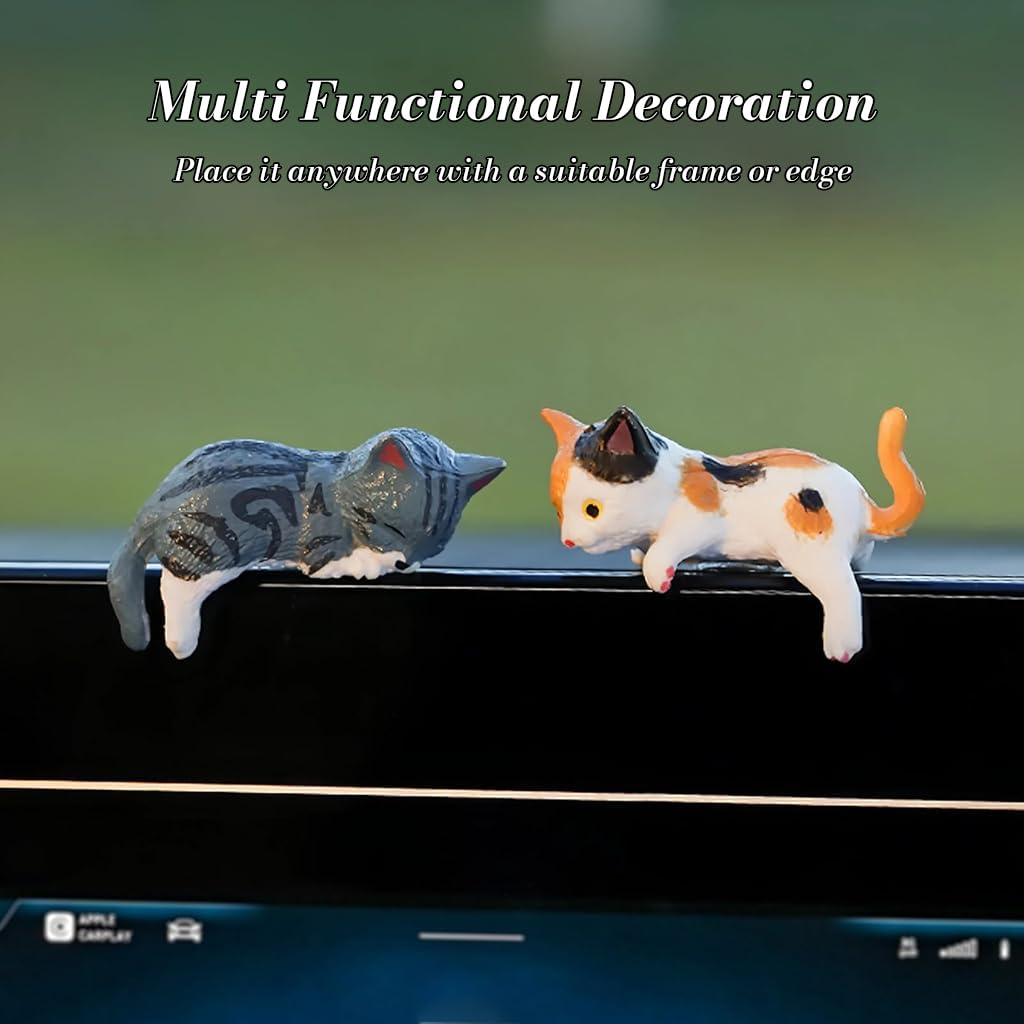 STHIRA Central Touchscreen Ornaments for Tesla featuring 5 PVC Cartoon Cat Charms | Cute Dashboard Decoration