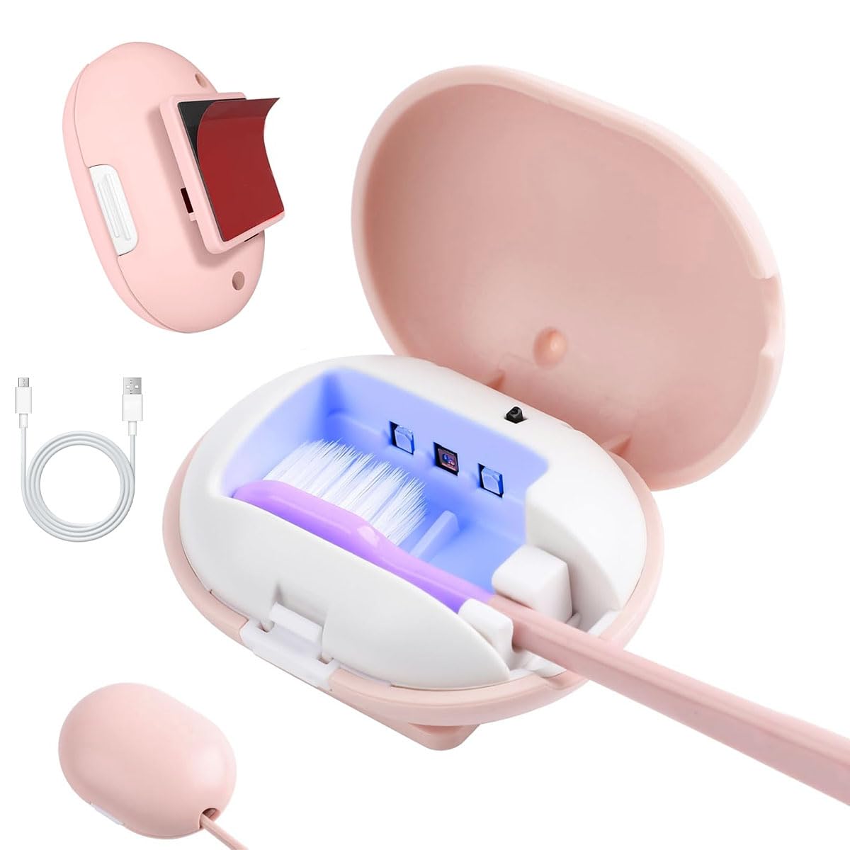 HANNEA UV Sanitizer Toothbrush Holder for Bathroom with USB Rechargeable Smart Automatic Disinfection | Wall Mounted Compact Organizer