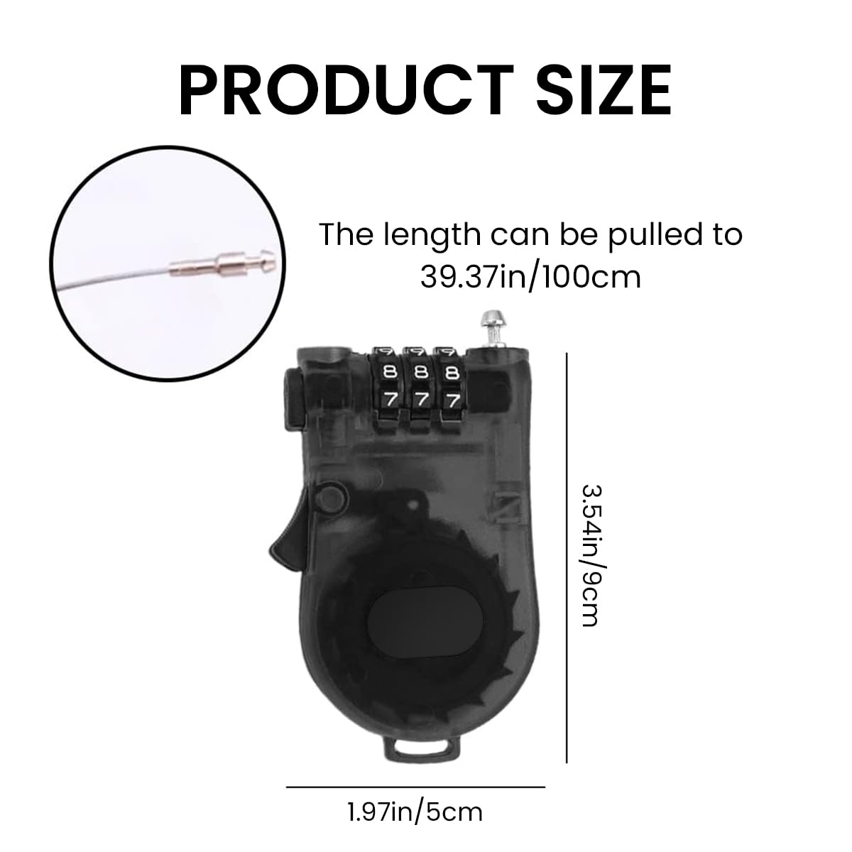 STHIRA Helmet Lock for Bike with 3 Digit Combination and Retractable Steel Cable | Metal Construction