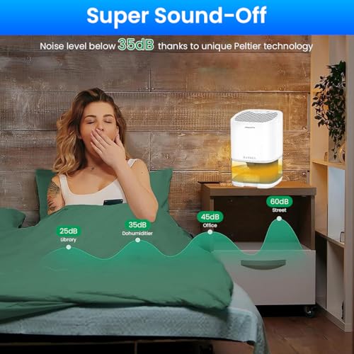 HANNEA® Dehumidifier Daily Dehumidification Capacity Up to 350ML Dehumidifier for Room Moisture for Spaces Between 50-280 ft² Dehumidifier for Wardrobe, Basement, Bedroom Full of Water Auto Shut Off