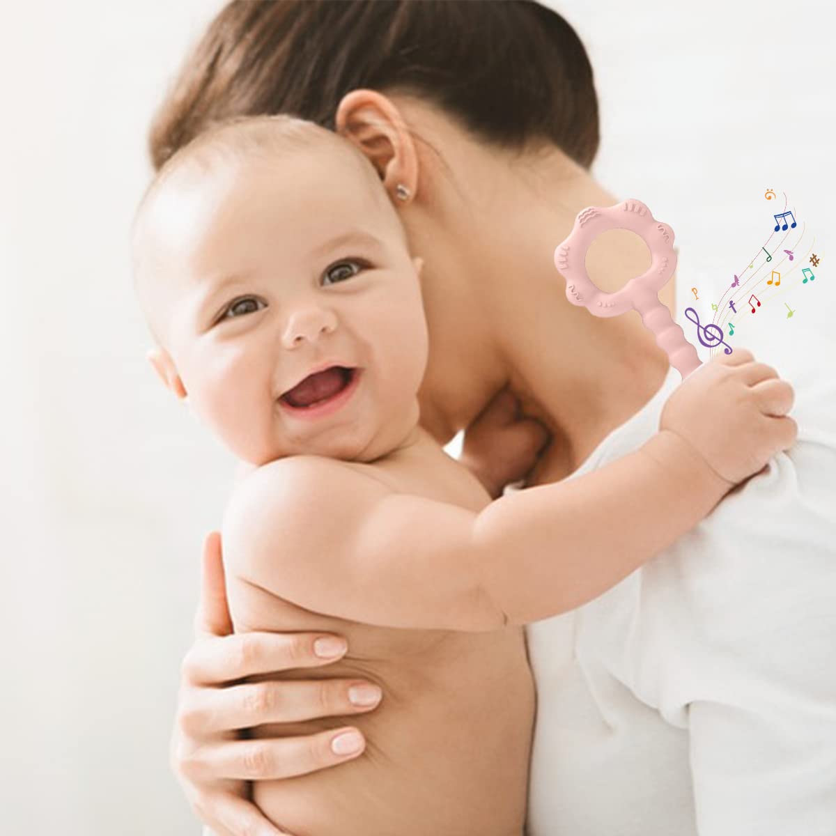 SNOWIE SOFT Baby Rattle Toy for 0 12 Months with Easy Grip Silicone Teether | Sensory Development