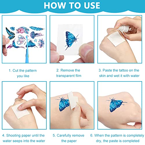 MAYCREATE® 10 Sheet Glittering Tattoo Sticker, Butterfly Dreamcatcher Theme Sticker Waterproof Temporary Tattoos for Birthday Parties, Group Activities, Aesthetic Tattoo Sticker Tattoo