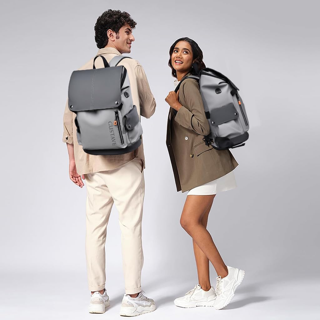 GUSTAVE Laptop Backpack for Business and Travel with USB Charging Port and Waterproof Polyester | Fits 15.6 Inch Laptop