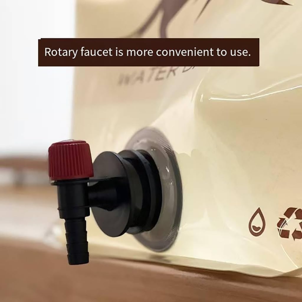 ZIBUYU Collapsible Water Bag for Camping with Rotating Spigot and 8L PVC Storage | Khaki