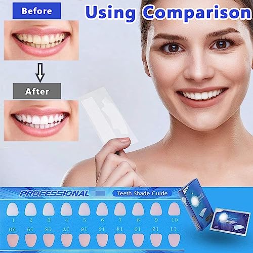 HANNEA® 14 Pairs Teeth Whitening Strip 5D Shimmer White Tooth Stickers with Teeth Shade Chart Professional Teeth Whitening Strip for Senstive Teeth Separate Package