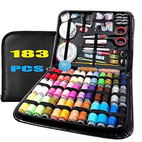 HASTHIP 183PCS Handy Sewing Kit Bundle with with 38 XL Thread, All-in-One Portable Sewing Kit with Scissors Thread Needles Tape Measure Carrying Case and Accessories