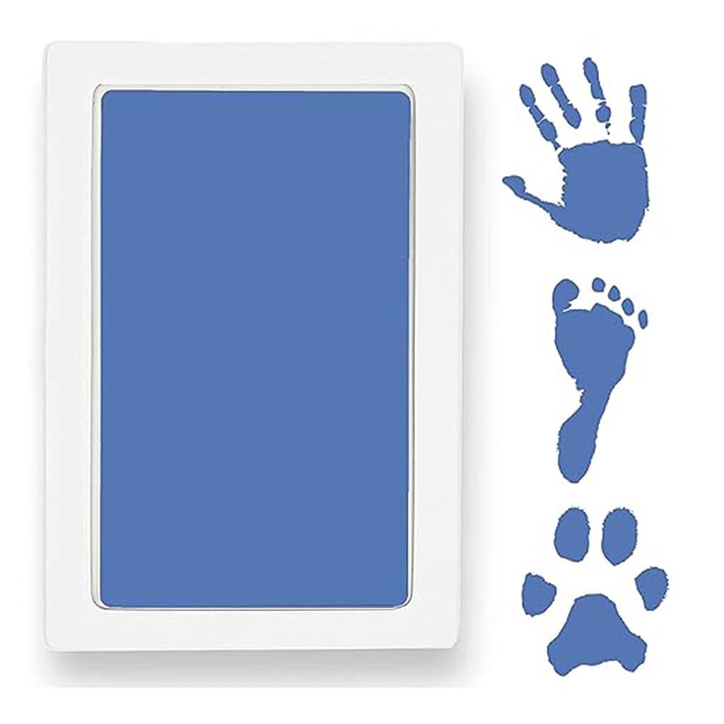 SNOWIE SOFT® 2Pcs Clean Touch Ink Pad Newborn Baby Hand and Foot Print Kit Pet Paw Print Kit Inkless Infant Hand and Foot Stamp No Touch, Non Toxic Shower Gift for Newborns (Blue, 4.9 × 3.1 Inch)