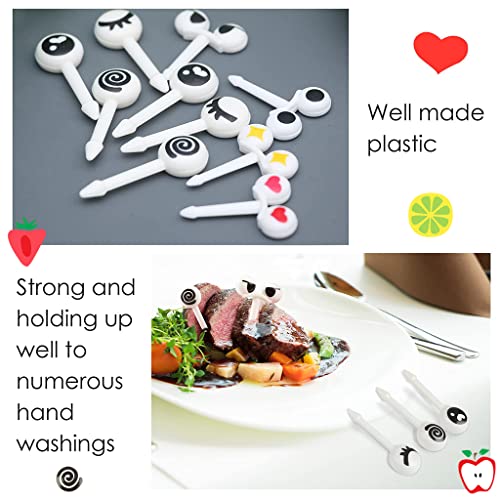 HASTHIP® 10pcs Food Fruit Forks for Kids, Eye Toothpicks Picks, Bento Box Food Picks Mini Cute Cartoon Plastic Fruit Toothpicks for Kids Baby Shower Birthday Party Cake Decoration Supplies