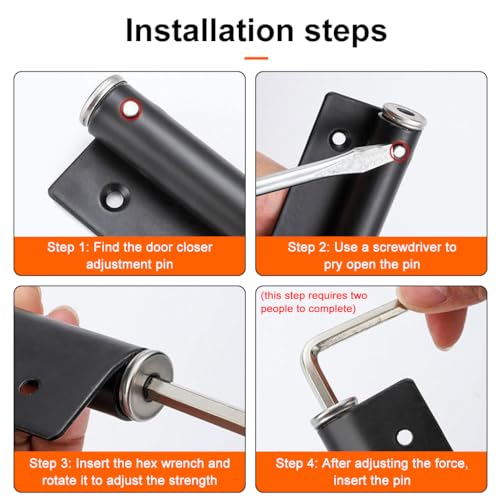 Serplex® Automatic Door Closer, Quiet Slow Closing Door, Adjustable Tension & Opening Limit, Stainless Steel Surface-Mounted Easy Door Closer, Universal Fit